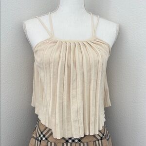 Elegant Cream Pleated Women's Top